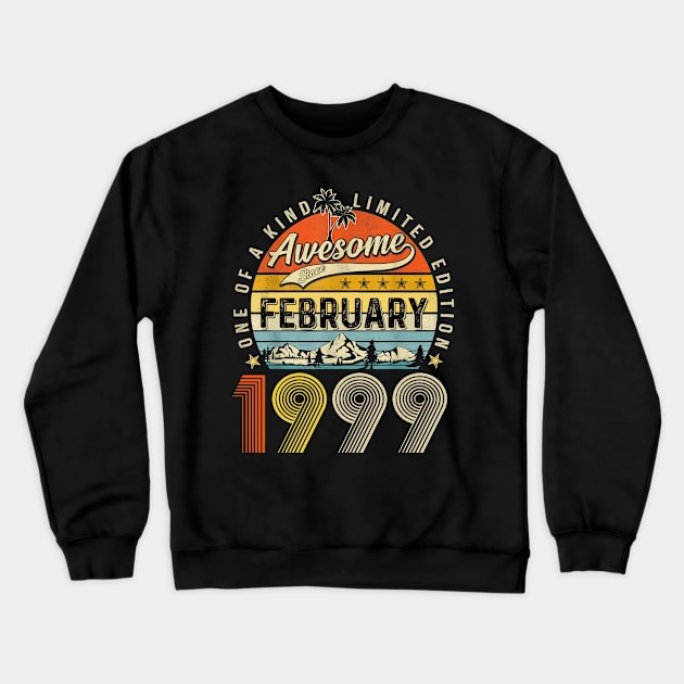 Awesome Since February 1999 Vintage 24th Birthday Crewneck Sweatshirt by Benko Clarence